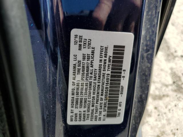 5FNRL5H68GB164919 - 2016 HONDA ODYSSEY EXL BLUE photo 13