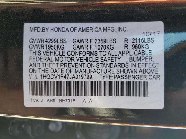 1HGCV1F47JA019799 - 2018 HONDA ACCORD EX BLACK photo 12