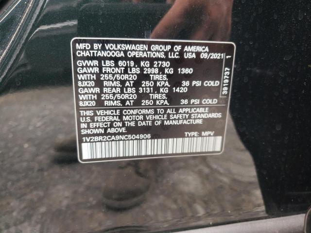 1V2BR2CA9NC504906 - 2022 VOLKSWAGEN ATLAS SEL GREEN photo 13