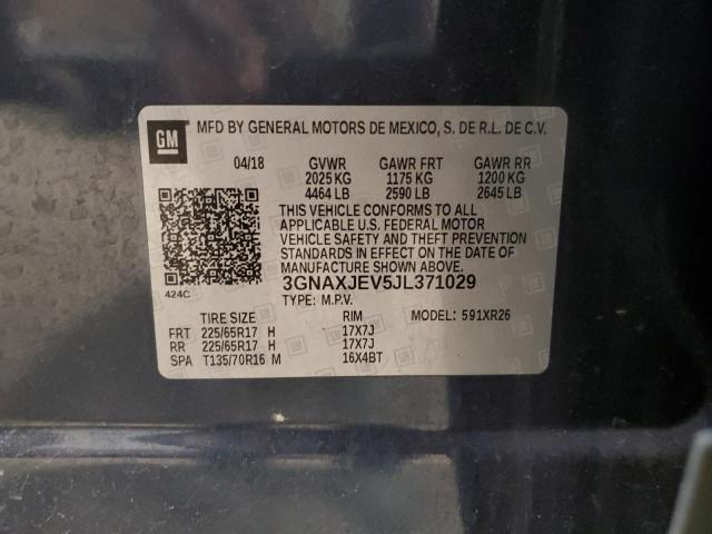 3GNAXJEV5JL371029 - 2018 CHEVROLET EQUINOX LT Көк фото 13