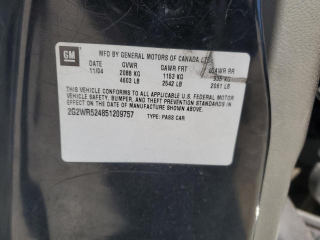 2G2WR524851209757 - 2005 PONTIAC GRAND PRIX GTP BLACK photo 12