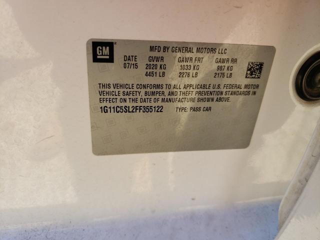 1G11C5SL2FF355122 - 2015 CHEVROLET MALIBU 1LT WHITE photo 12