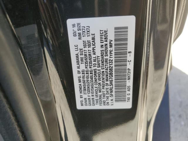 5FNRL5H67GB082132 - 2016 HONDA ODYSSEY EXL BLACK photo 13