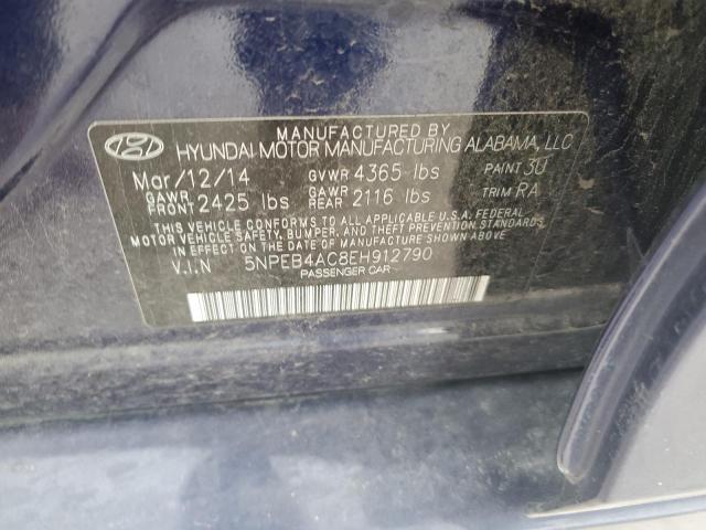 5NPEB4AC8EH912790 - 2014 HYUNDAI SONATA GLS BLUE photo 12