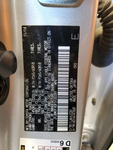 JTJBM7FX0F5100389 - 2015 LEXUS GX 460 SILVER photo 13