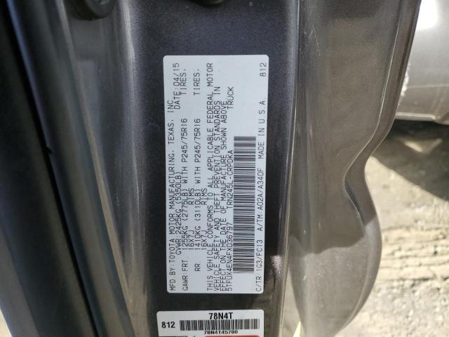 5TFUX4EN4FX036797 - 2015 TOYOTA TACOMA ACCESS CAB ნაცრისფერი ფოტო 12