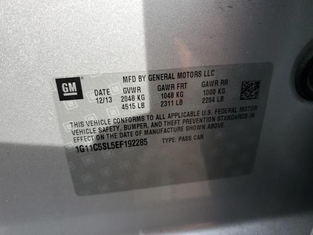 1G11C5SL5EF192285 - 2014 CHEVROLET MALIBU 1LT 银色 照片 12