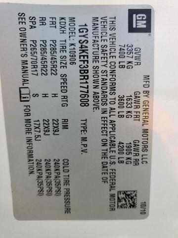 1GYS4KEF3BR177608 - 2011 CADILLAC ESCALADE ESV PLATINUM თეთრი ფოტო 13