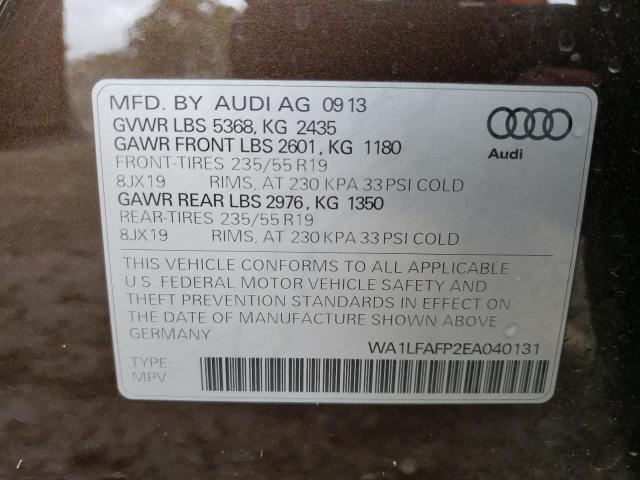 WA1LFAFP2EA040131 - 2014 AUDI Q5 PREMIUM PLUS BROWN photo 14