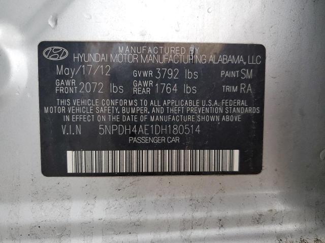 5NPDH4AE1DH180514 - 2013 HYUNDAI ELANTRA GLS SILVER photo 12