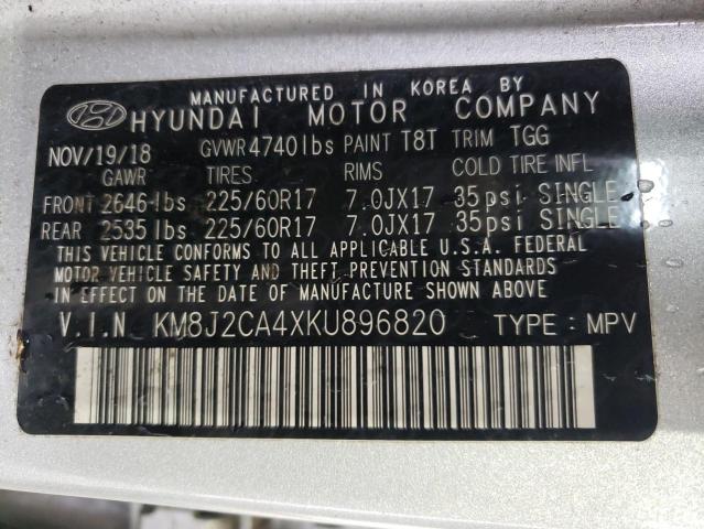 KM8J2CA4XKU896820 - 2019 HYUNDAI TUCSON SE SILVER photo 13