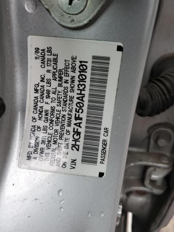 2HGFA1F50AH310101 - 2010 HONDA CIVIC LX SILVER photo 13