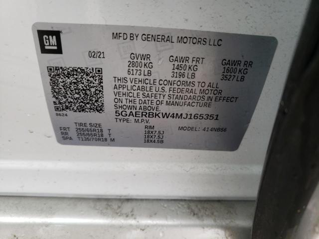 5GAERBKW4MJ165351 - 2021 BUICK ENCLAVE ESSENCE 白色 照片 13
