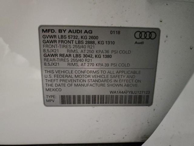 WA1A4AFY8J2127123 - 2018 AUDI SQ5 PREMIUM PLUS WHITE photo 13