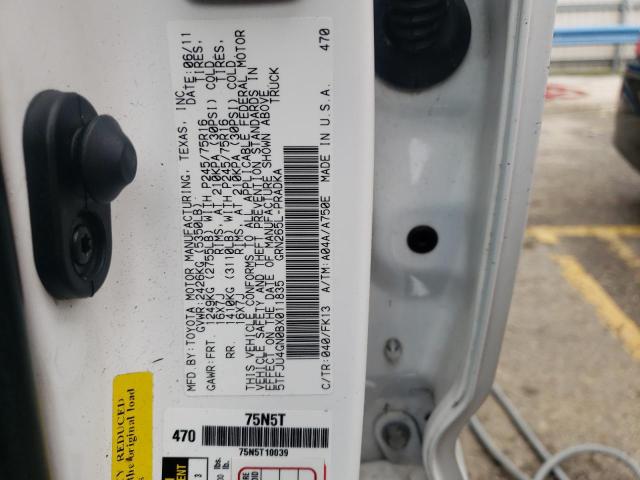 5TFJU4GN0BX011835 - 2011 TOYOTA TACOMA DOUBLE CAB PRERUNNER WHITE photo 12