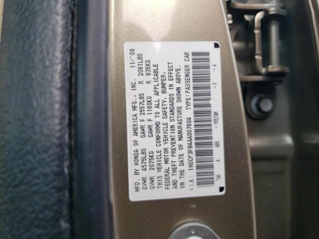 1HGCP3F84AA007604 - 2010 HONDA ACCORD EXL TAN photo 13