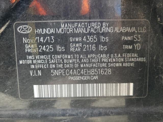 5NPEC4AC4EH851628 - 2014 HYUNDAI SONATA SE BLACK photo 12