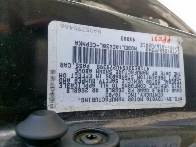 4T1BE32K54U279398 - 2004 TOYOTA CAMRY LE  photo 10