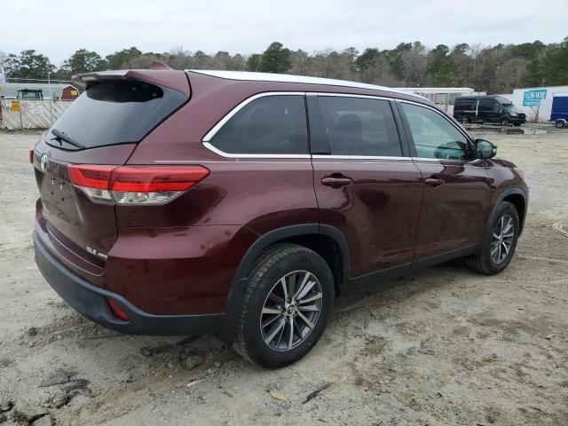 5TDJZRFH2KS927626 - 2019 TOYOTA HIGHLANDER SE MAROON photo 3