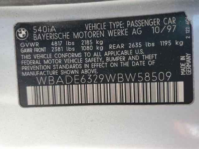 WBADE6329WBW58509 - 1998 BMW 540 I AUTOMATIC 银色 照片 12