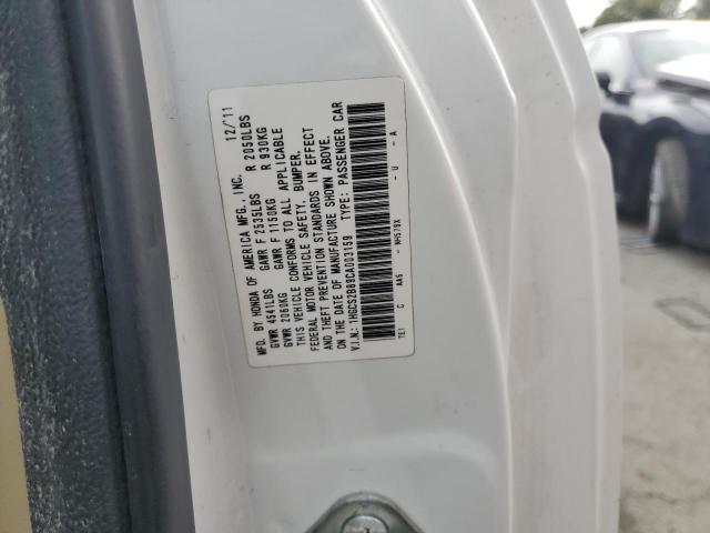 1HGCS2B89CA003159 - 2012 HONDA ACCORD EXL WHITE photo 12