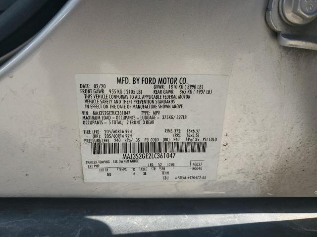 MAJ3S2GE2LC361047 - 2020 FORD ECOSPORT SE ვერცხლისფერი ფოტო 13