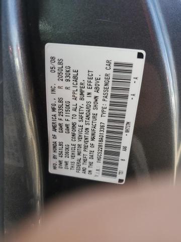 1HGCS22818A013367 - 2008 HONDA ACCORD EXL GRAY photo 12