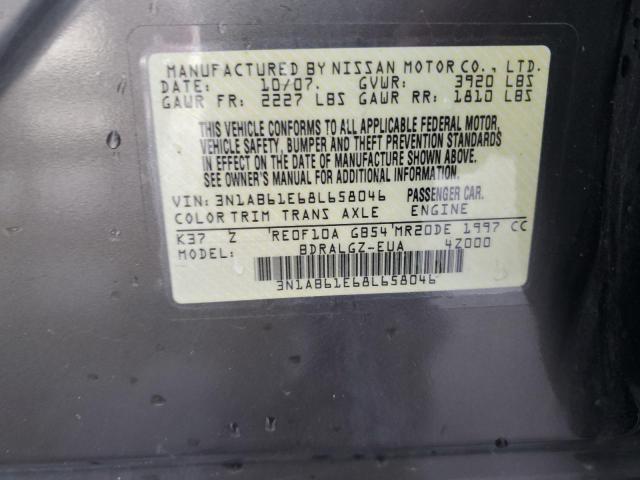 3N1AB61E68L658046 - 2008 NISSAN SENTRA 2.0 GRAY photo 12