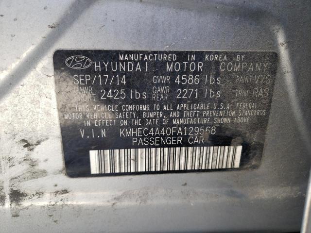 KMHEC4A40FA129568 - 2015 HYUNDAI SONATA HYBRID SILVER photo 12