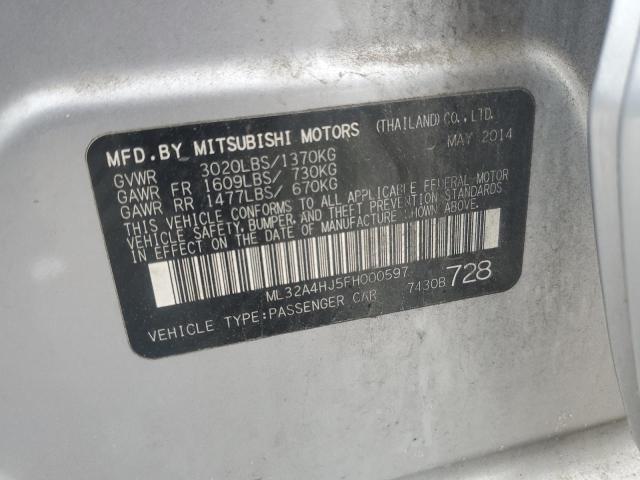 ML32A4HJ5FH000597 - 2015 MITSUBISHI MIRAGE ES SILVER photo 12