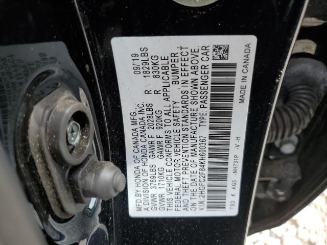 2HGFC2F84KH600367 - 2019 HONDA CIVIC SPORT 黑色 照片 12