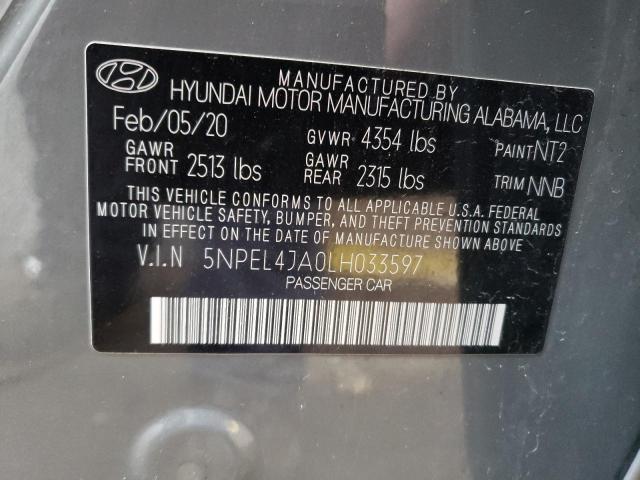 5NPEL4JA0LH033597 - 2020 HYUNDAI SONATA SEL GRAY photo 13