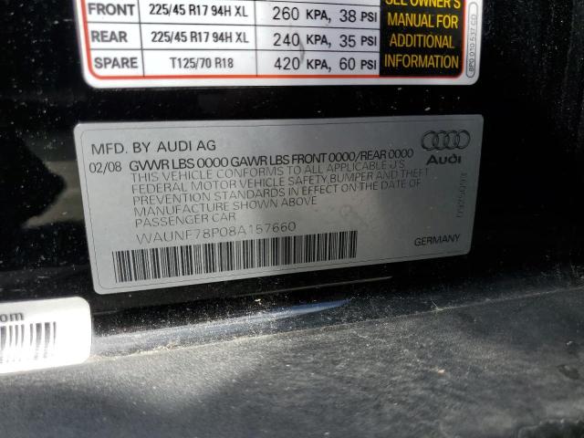 WAUNF78P08A157660 - 2008 AUDI A3 2.0 PREMIUM BLACK photo 12