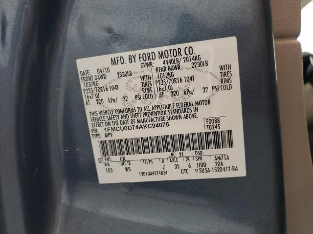 1FMCU0D74AKC94075 - 2010 FORD ESCAPE XLT BLUE photo 12