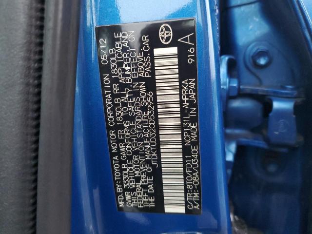 JTDKTUD32CD532956 - 2012 TOYOTA YARIS BLUE photo 13