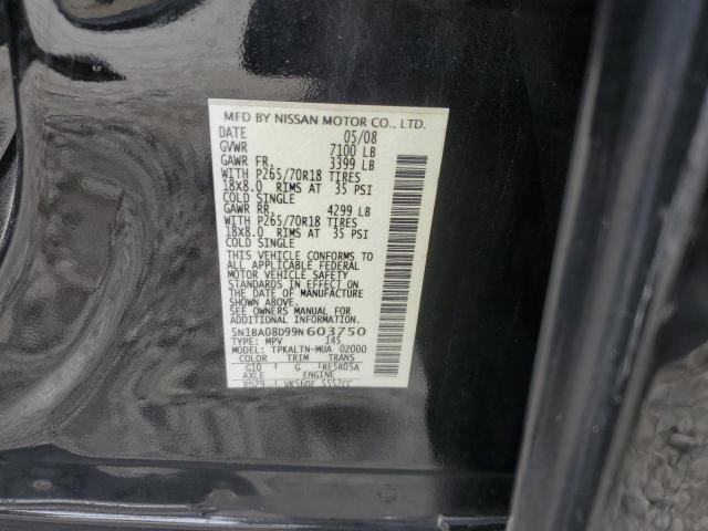 5N1BA08D99N603750 - 2009 NISSAN ARMADA SE BLACK photo 13