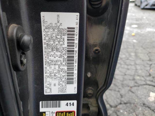 3TMJU4GN3DM151807 - 2013 TOYOTA TACOMA DOUBLE CAB PRERUNNER GRAY photo 12