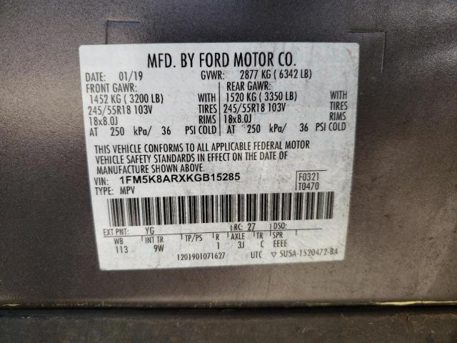 1FM5K8ARXKGB15285 - 2019 FORD EXPLORER POLICE INTERCEPTOR GRAY photo 13