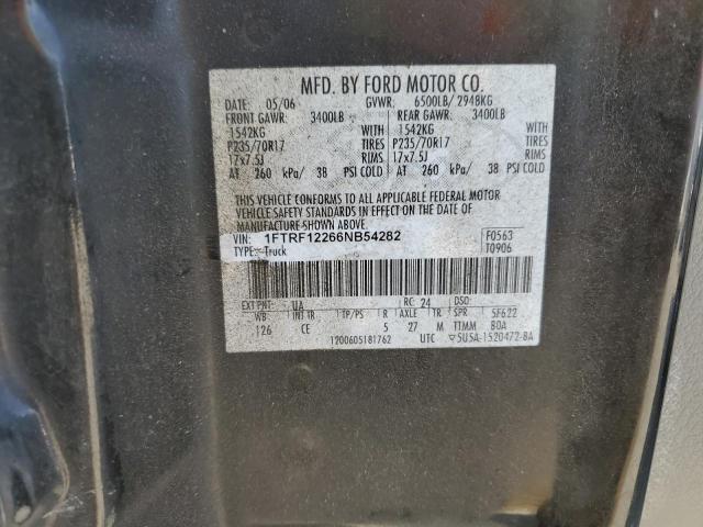 1FTRF12266NB54282 - 2006 FORD F150 BLACK photo 12