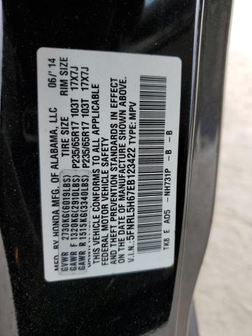 5FNRL5H67EB123422 - 2014 HONDA ODYSSEY EXL BLACK photo 13