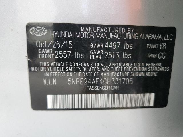 5NPE24AF4GH331705 - 2016 HYUNDAI SONATA SE SILVER photo 12