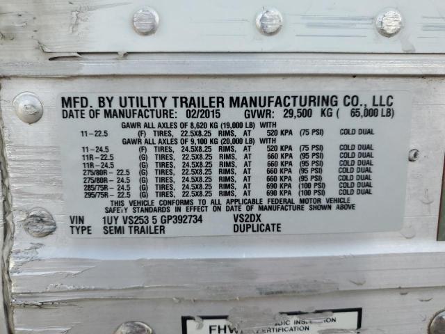 1UYVS2535GP392734 - 2016 UTILITY TRAILER WHITE photo 10