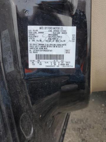 1FTRX12575KD25161 - 2005 FORD F150 BLACK photo 12