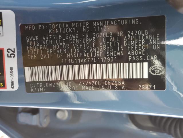 4T1G11AK7PU117901 - 2023 TOYOTA CAMRY SE NIGHT SHADE BLUE photo 12