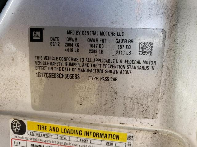 1G1ZC5E08CF396533 - 2012 CHEVROLET MALIBU 1LT 银色 照片 12
