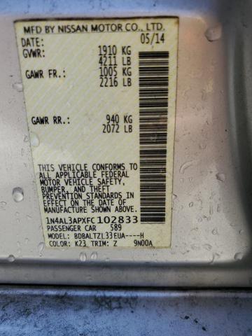 1N4AL3APXFC102833 - 2015 NISSAN ALTIMA 2.5 SILVER photo 12