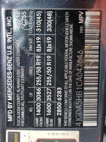 4JGDA5HB1CA047646 - 2012 MERCEDES-BENZ ML 350 4MATIC BLUE photo 14