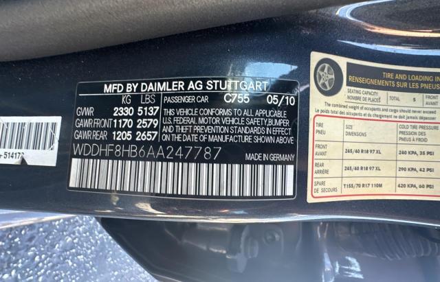 WDDHF8HB6AA247787 - 2010 MERCEDES-BENZ E 350 4MATIC GRAY photo 10