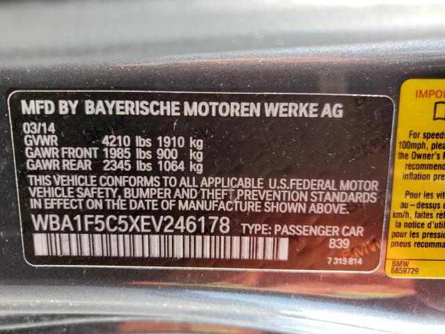 WBA1F5C5XEV246178 - 2014 BMW 228 I GRAY photo 12