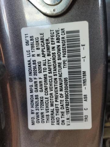 19XFB2F99CE004095 - 2012 HONDA CIVIC EXL GRAY photo 12